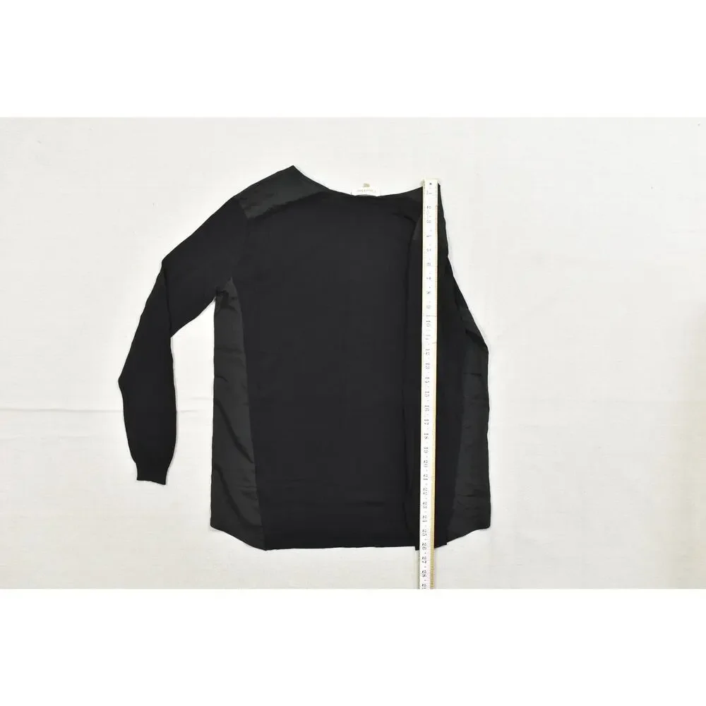Calvin Klein Women's Small Black Mixed Media Long Sleeve Knit Top Viscose Nylon